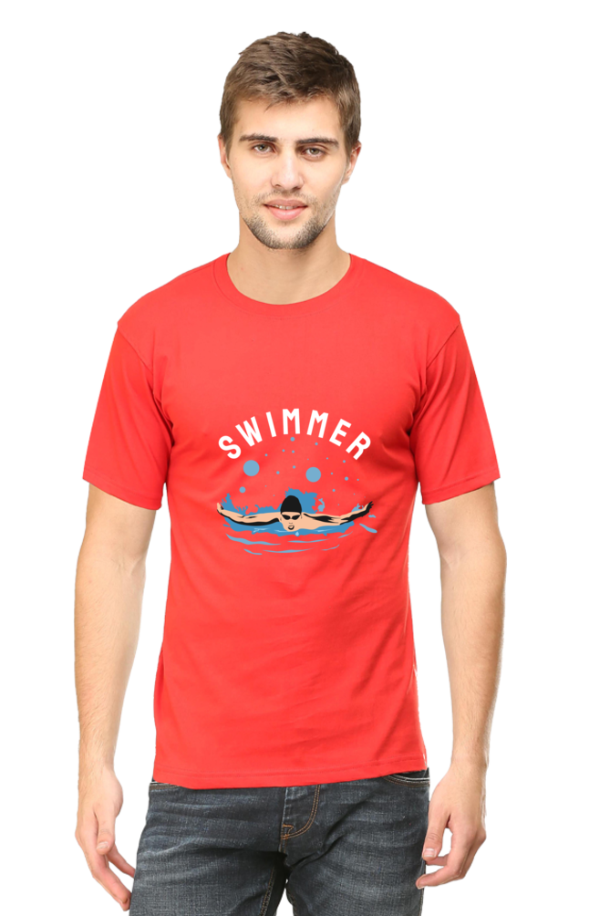 Men's Round Neck Swimming T-Shirt - Swimmer