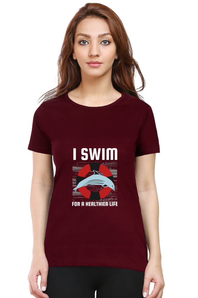 Women  Swimming Half Sleeve T-Shirt - I Swim