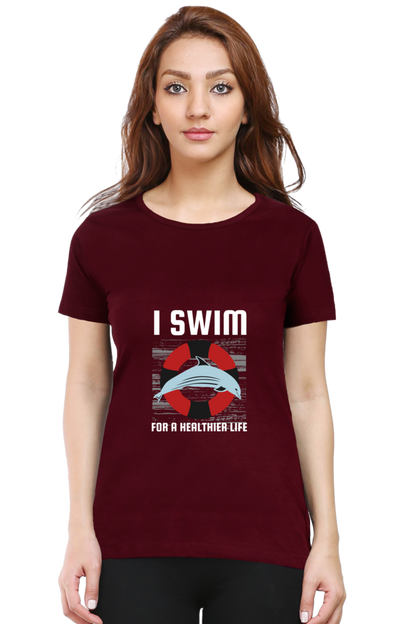 Women  Swimming Half Sleeve T-Shirt - I Swim