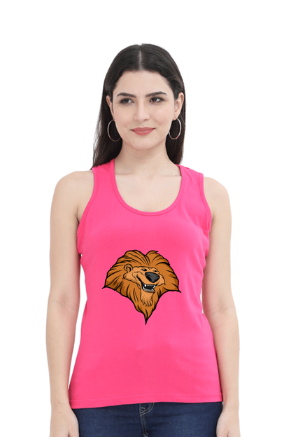 Women Animal's & Monster's Tank Top -  smile lion