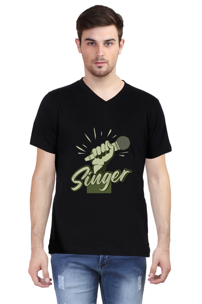 Men's V Neck T-Shirt - Singer