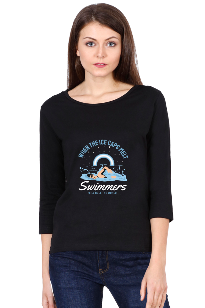 Women’s Full Sleeves Swimming T-Shirts - Ice - Caps