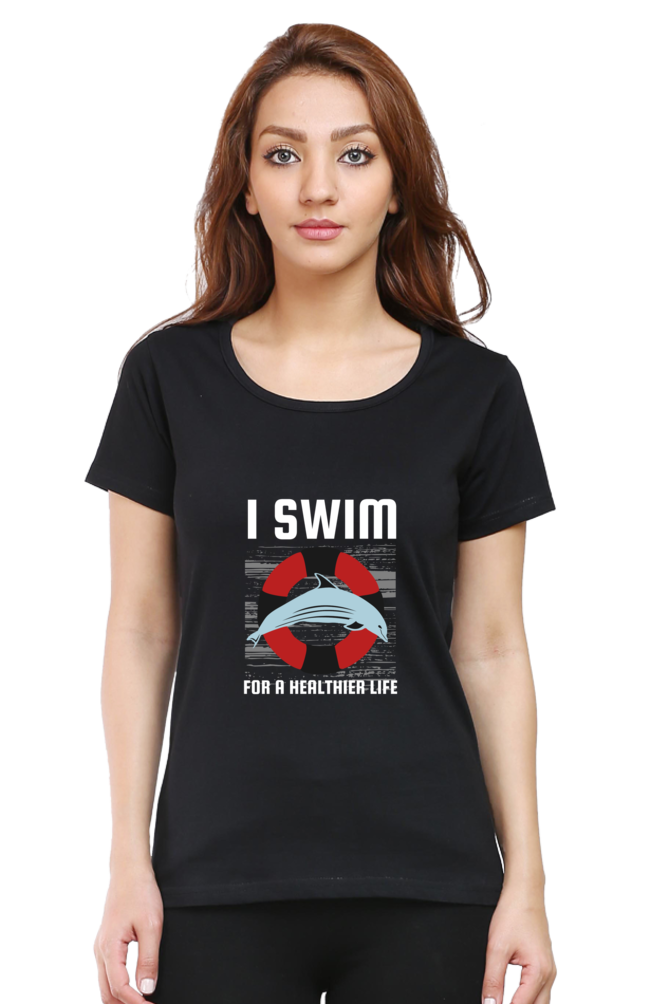 Women  Swimming Half Sleeve T-Shirt - I Swim