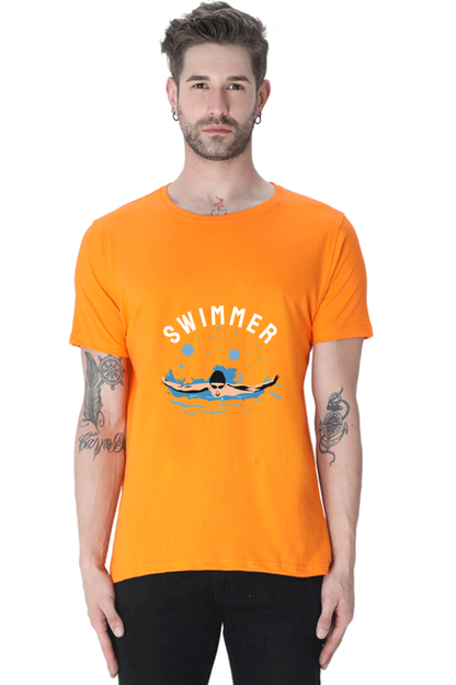 Men's Round Neck Swimming T-Shirt - Swimmer