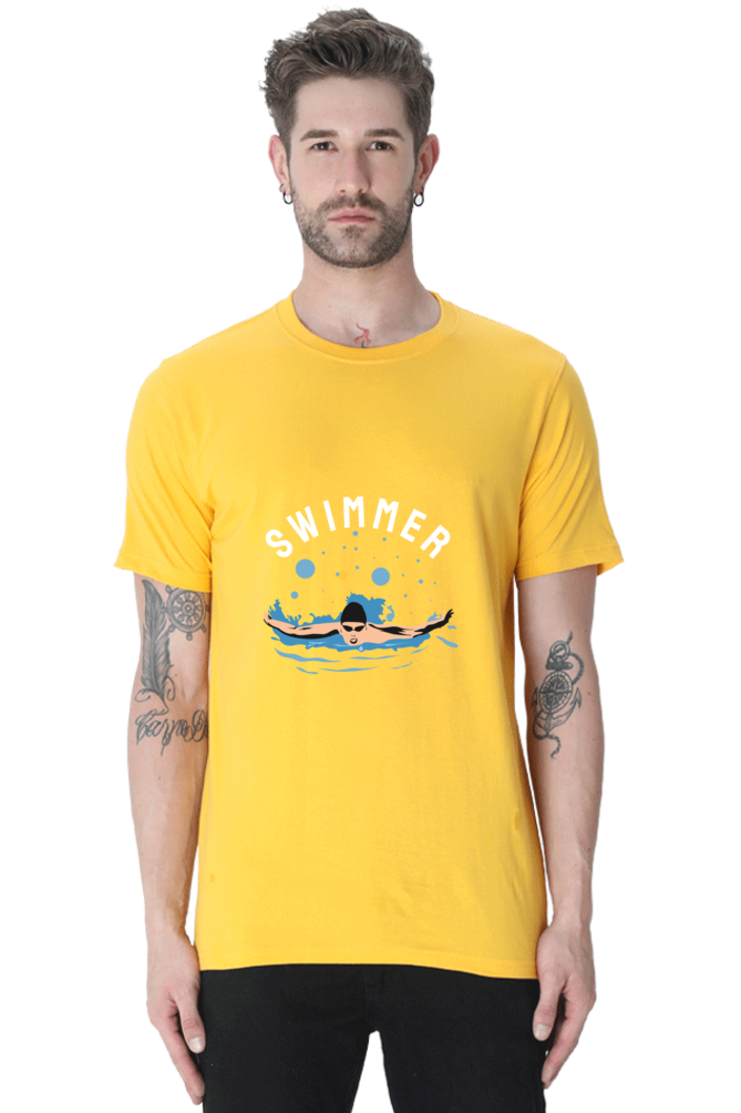 Men's Round Neck Swimming T-Shirt - Swimmer