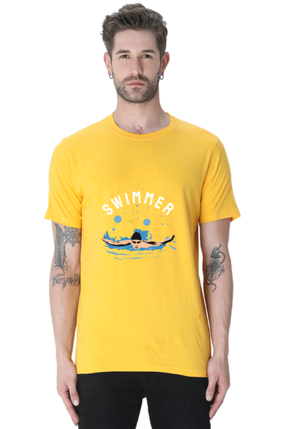 Men's Round Neck Swimming T-Shirt - Swimmer