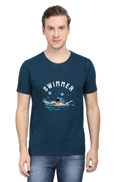 Men's Round Neck Swimming T-Shirt - Swimmer