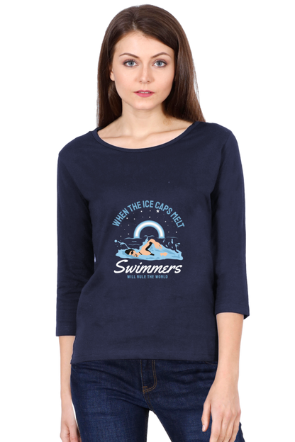 Women’s Full Sleeves Swimming T-Shirts - Ice - Caps