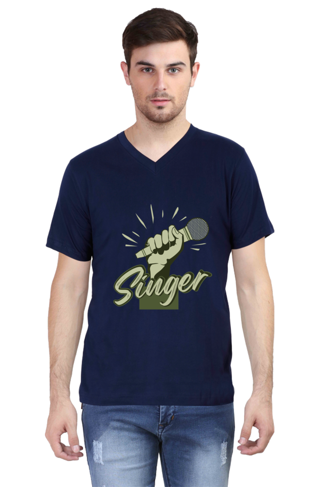 Men's V Neck T-Shirt - Singer