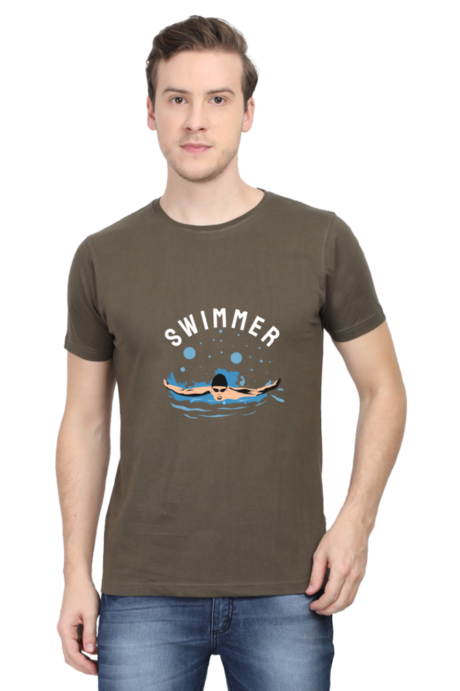 Men's Round Neck Swimming T-Shirt - Swimmer