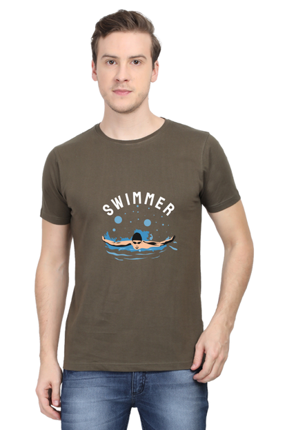 Men's Round Neck Swimming T-Shirt - Swimmer