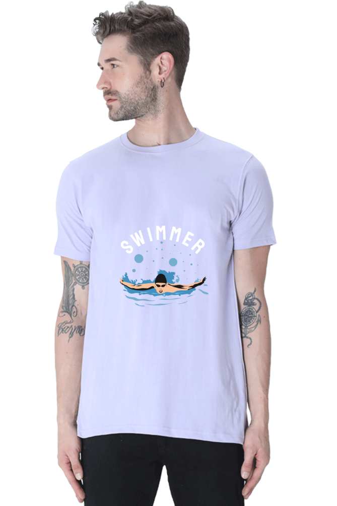 Men's Round Neck Swimming T-Shirt - Swimmer