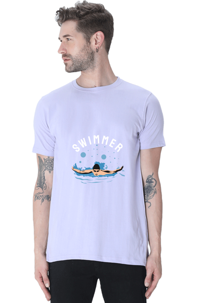 Men's Round Neck Swimming T-Shirt - Swimmer