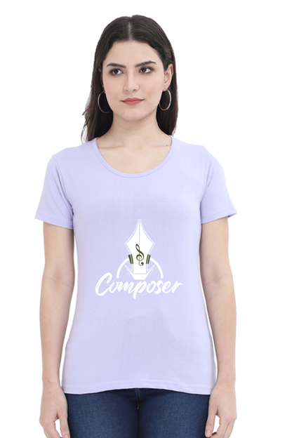 Women’s Round Neck Printed Music T-Shirts - Composer