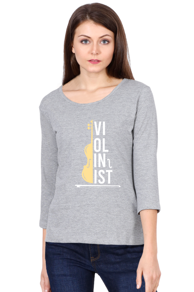 Women  Music Full Sleeve T-Shirt -  Violinist