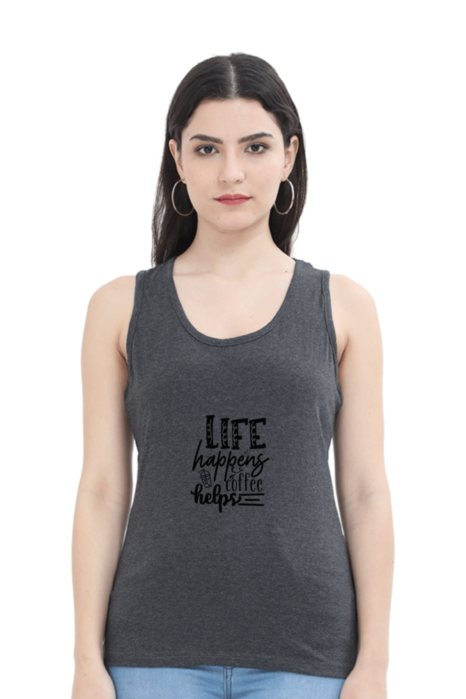 Women Funny & Queen SVG Tank Top -  Coffee