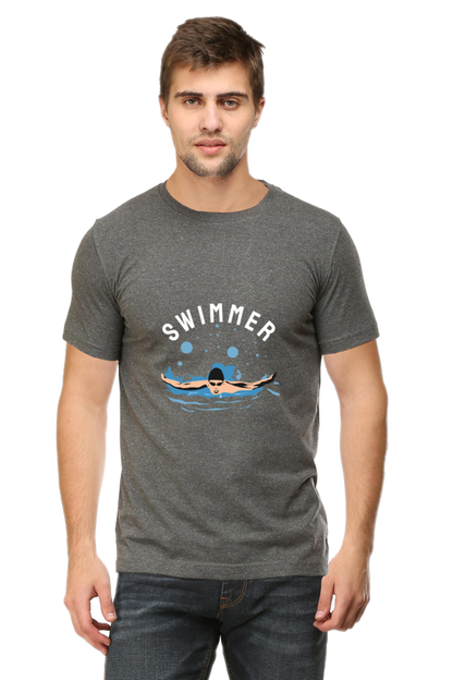 Men's Round Neck Swimming T-Shirt - Swimmer