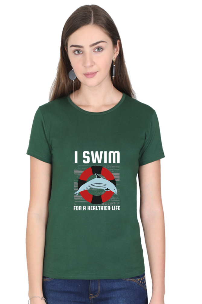 Women  Swimming Half Sleeve T-Shirt - I Swim