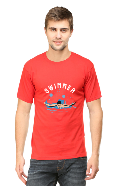 Men's Round Neck Swimming T-Shirt - Swimmer