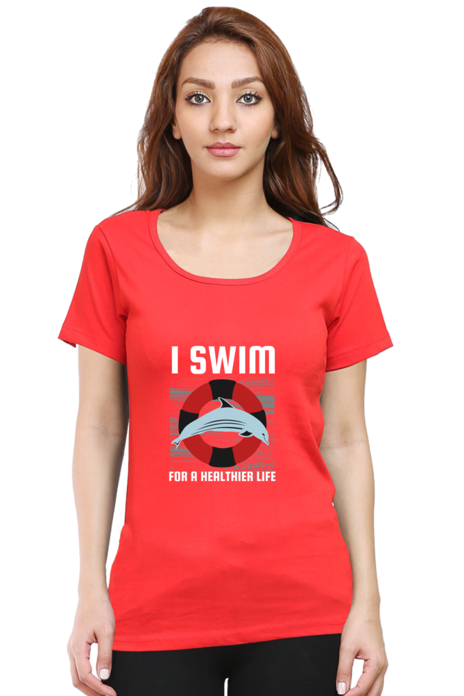 Women  Swimming Half Sleeve T-Shirt - I Swim