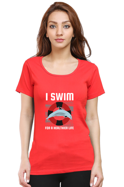 Women  Swimming Half Sleeve T-Shirt - I Swim