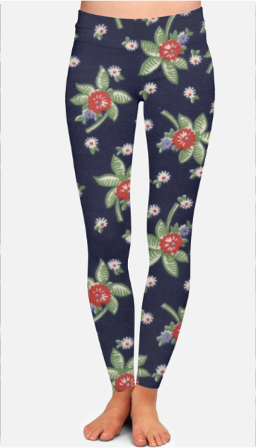 All Over Print High-Waist - Navy Blue Floral Leggings