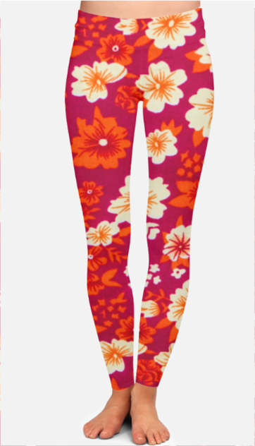 All Over Print High-Waist - Red Orange Floral Leggings