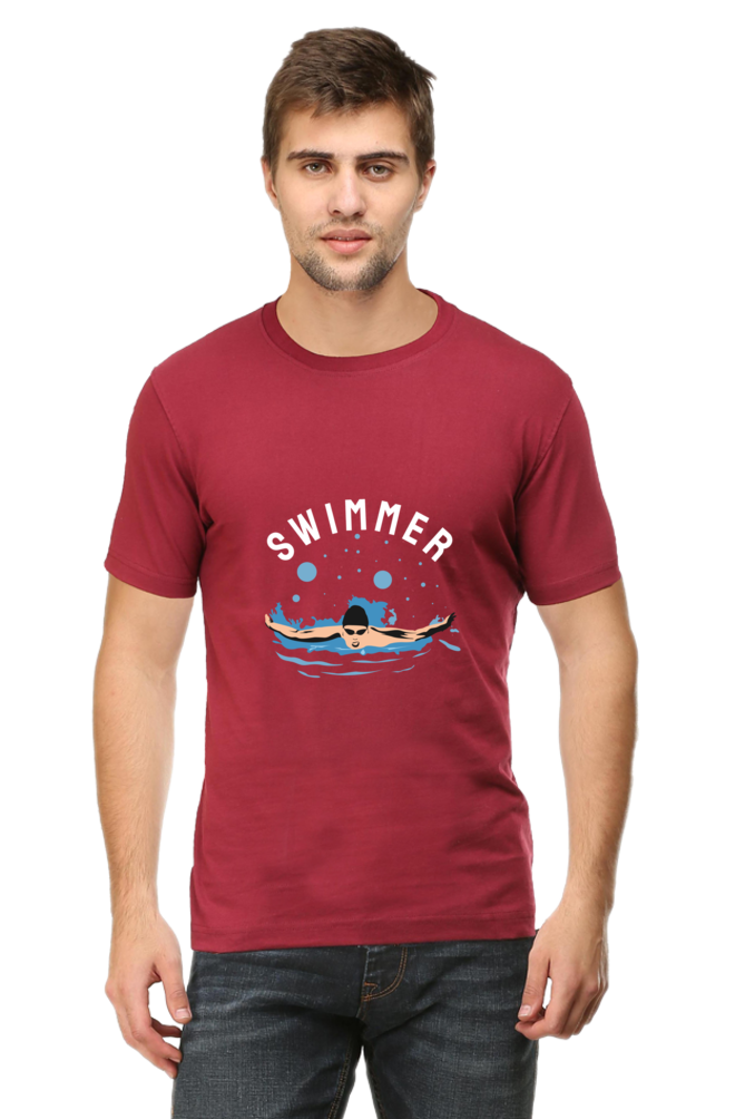 Men's Round Neck Swimming T-Shirt - Swimmer