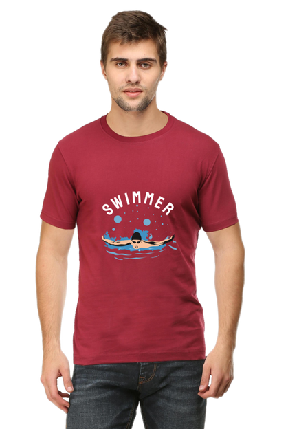 Men's Round Neck Swimming T-Shirt - Swimmer