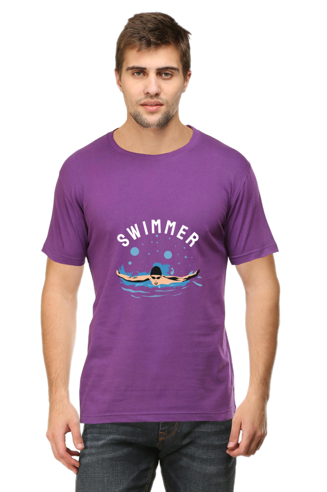 Men's Round Neck Swimming T-Shirt - Swimmer