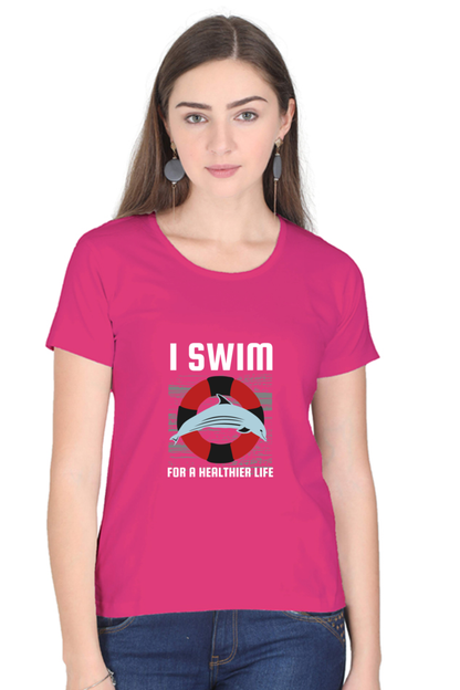 Women  Swimming Half Sleeve T-Shirt - I Swim