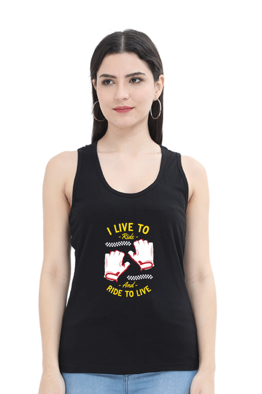 Women Skateboard Tank Top -  Live to ride