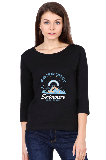 Women’s Full Sleeves Swimming T-Shirts - Ice - Caps