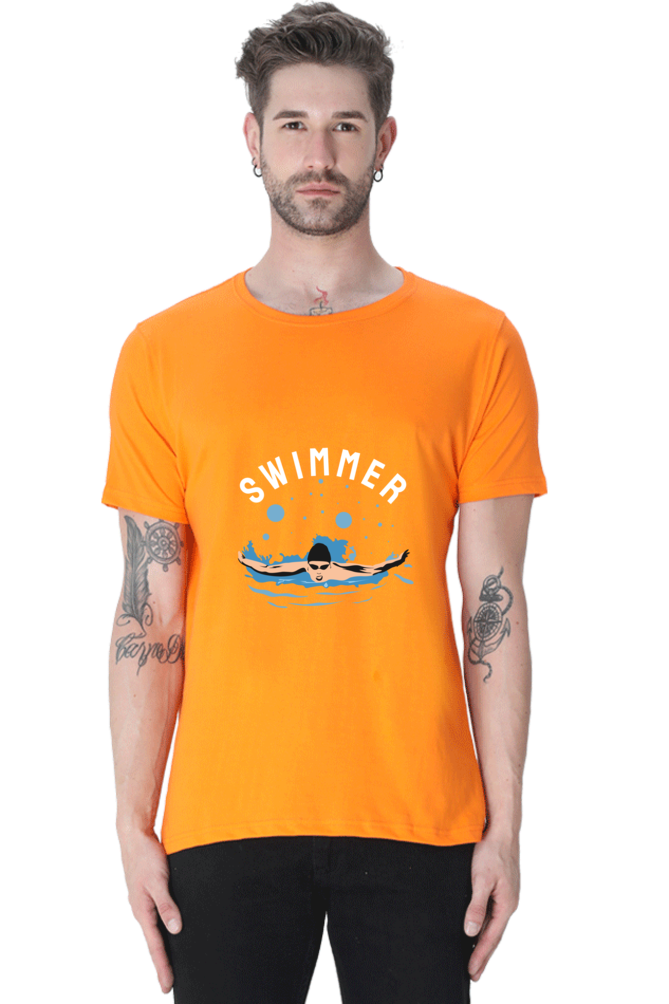 Men's Round Neck Swimming T-Shirt - Swimmer