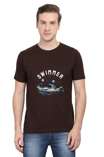 Men's Round Neck Swimming T-Shirt - Swimmer