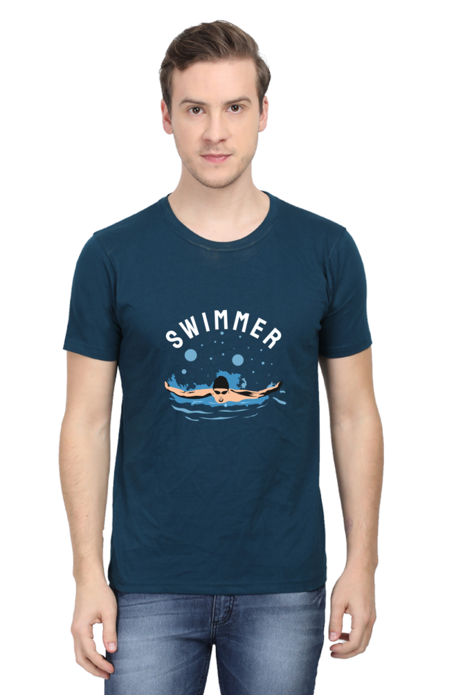 Men's Round Neck Swimming T-Shirt - Swimmer