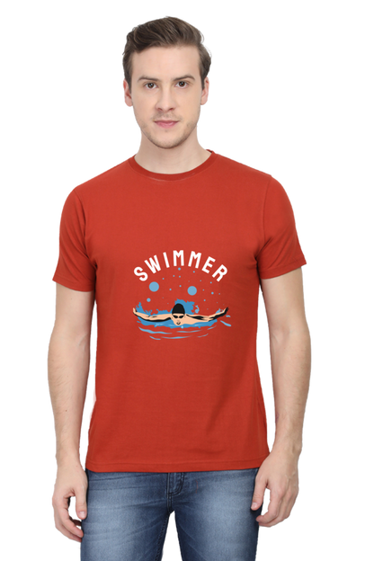 Men's Round Neck Swimming T-Shirt - Swimmer