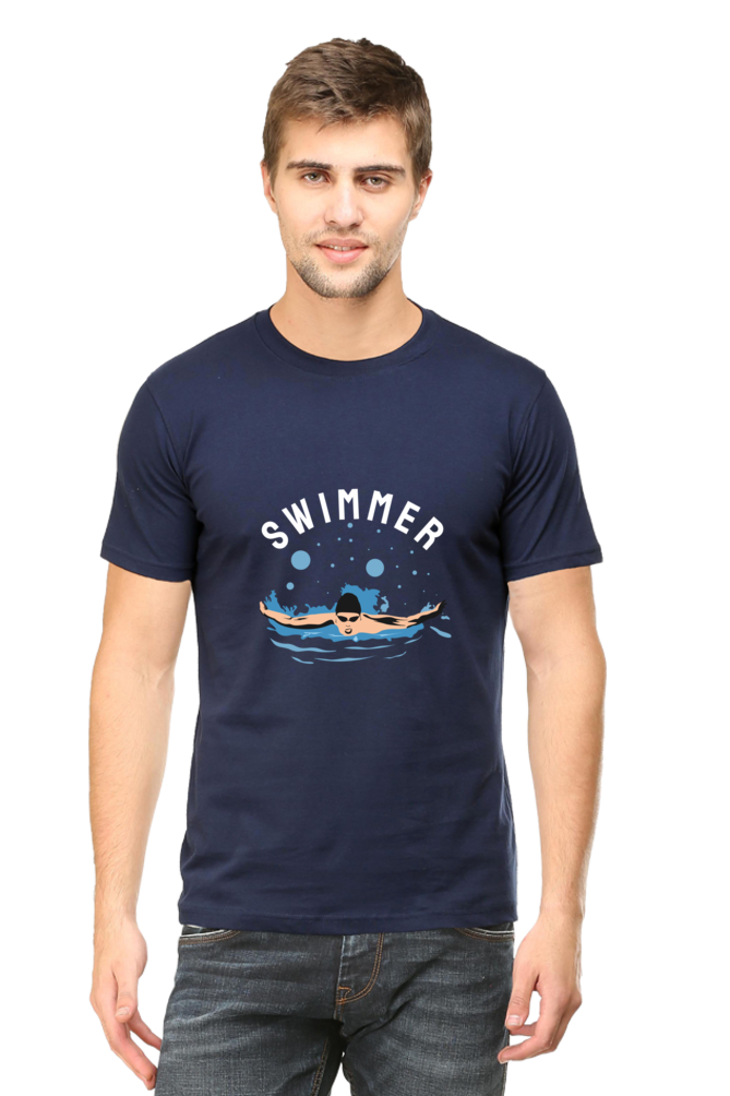 Men's Round Neck Swimming T-Shirt - Swimmer