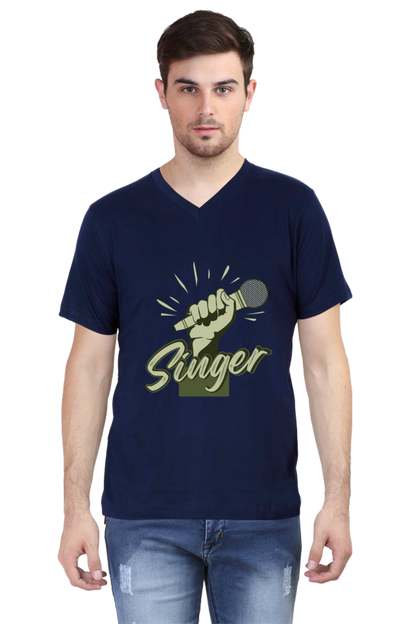 Men's V Neck T-Shirt - Singer