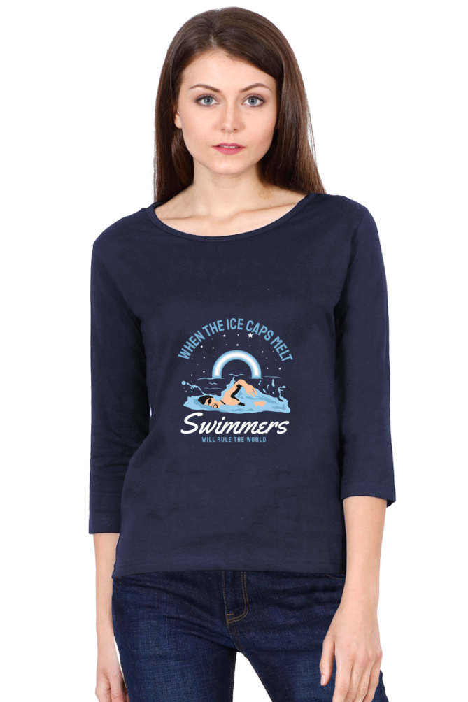 Women’s Full Sleeves Swimming T-Shirts - Ice - Caps