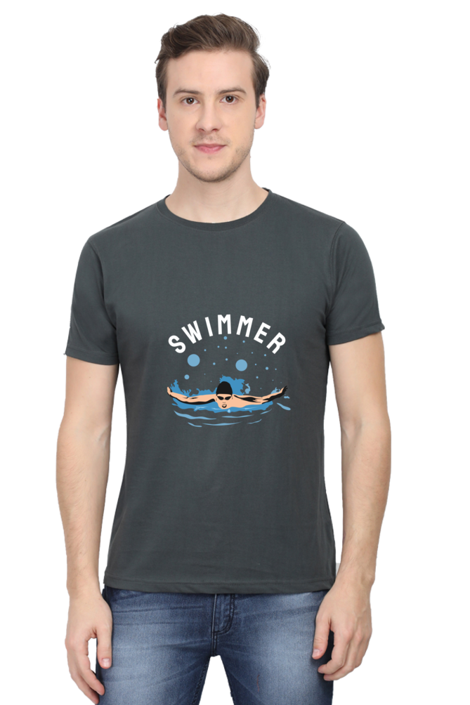 Men's Round Neck Swimming T-Shirt - Swimmer