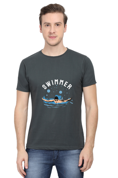 Men's Round Neck Swimming T-Shirt - Swimmer