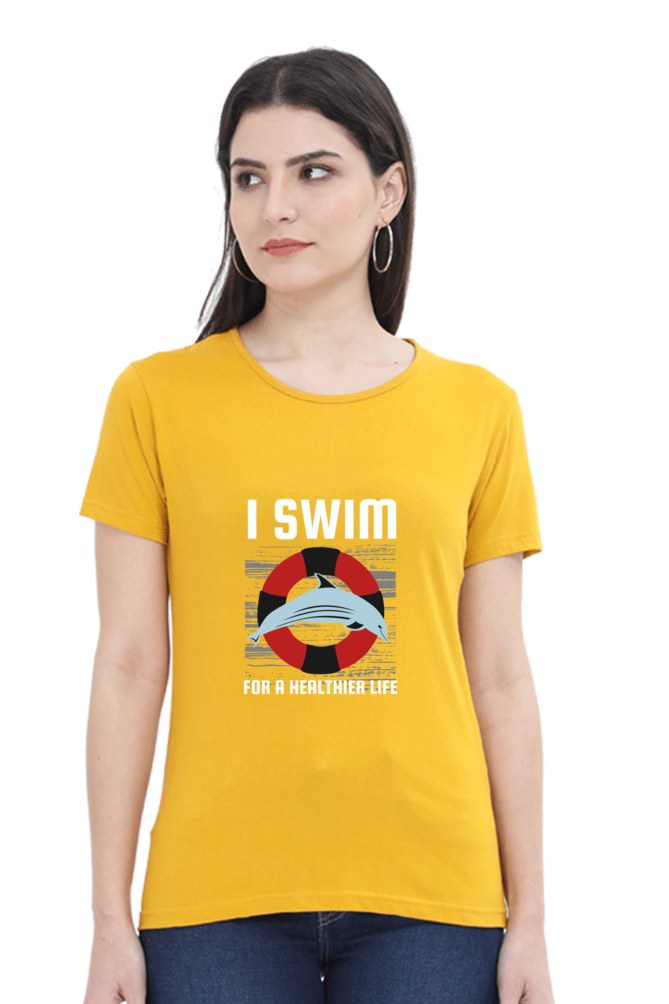 Women  Swimming Half Sleeve T-Shirt - I Swim