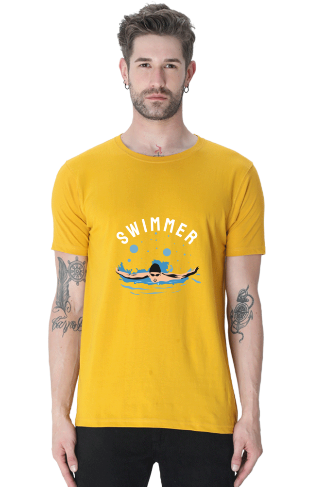 Men's Round Neck Swimming T-Shirt - Swimmer