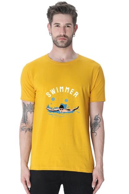 Men's Round Neck Swimming T-Shirt - Swimmer