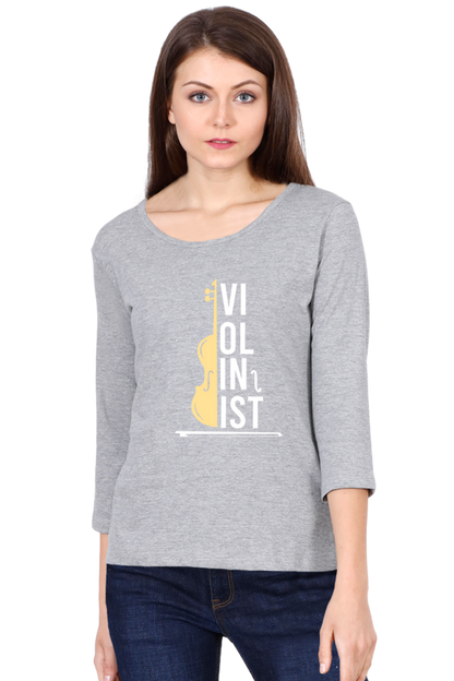 Women  Music Full Sleeve T-Shirt -  Violinist