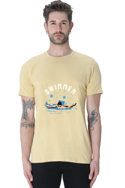 Men's Round Neck Swimming T-Shirt - Swimmer