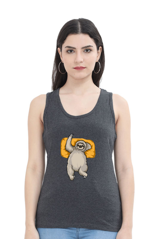 Women Sloth Tank Top - sleepy wave