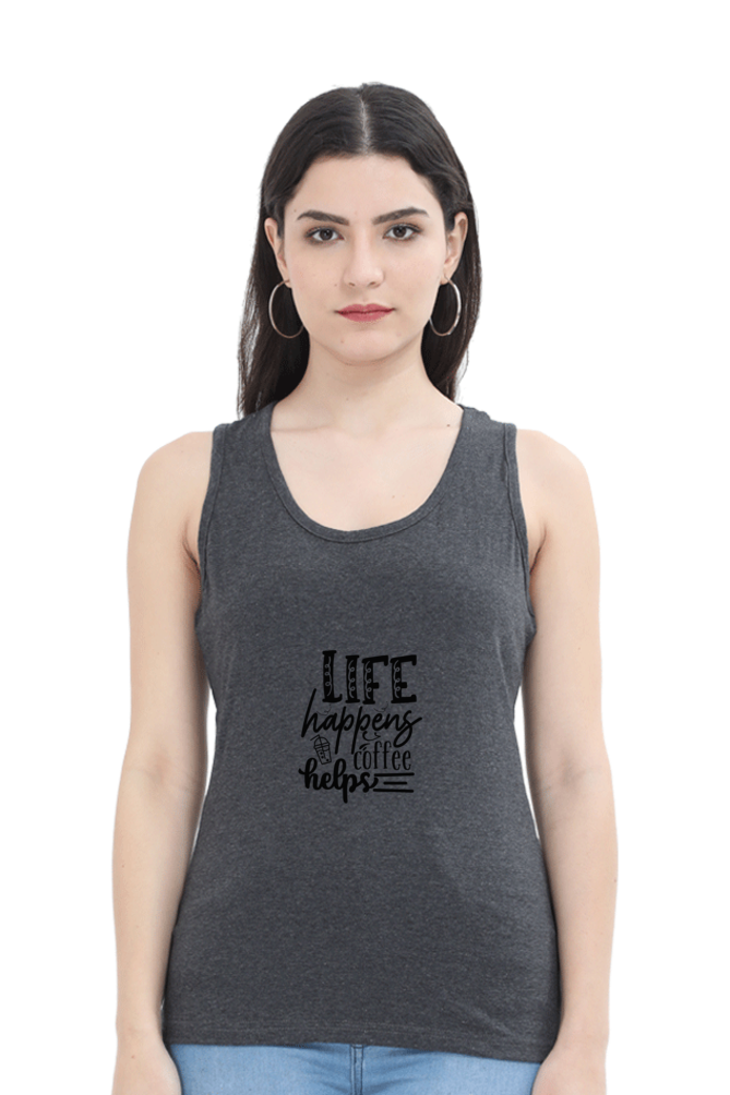 Women Funny & Queen SVG Tank Top -  Coffee