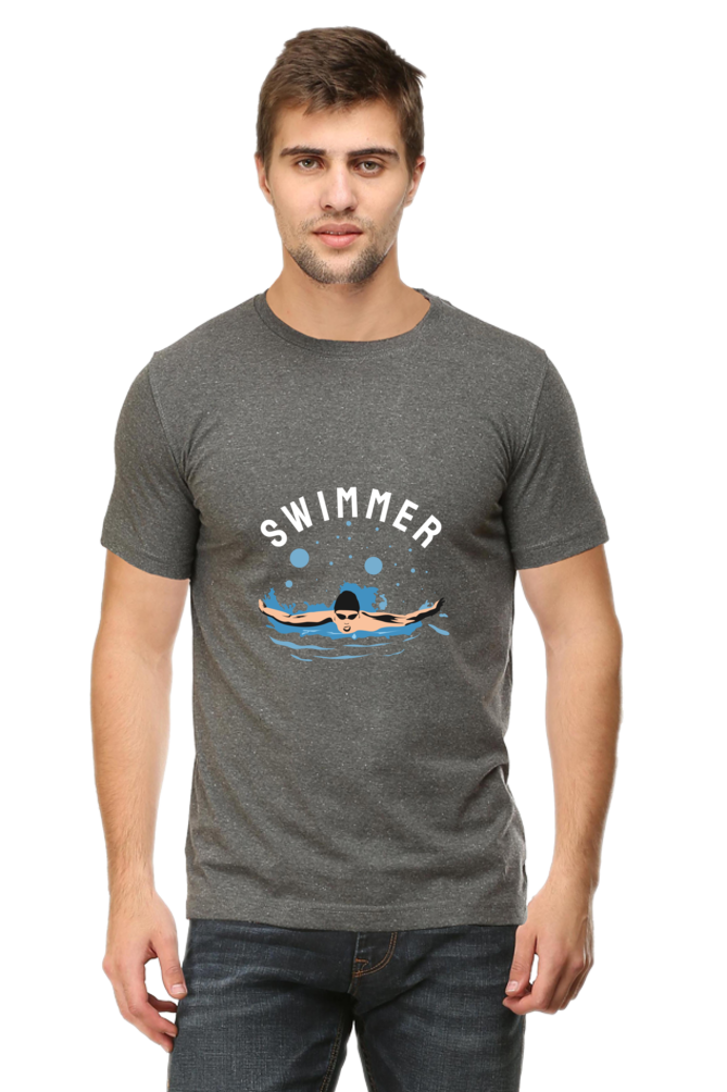 Men's Round Neck Swimming T-Shirt - Swimmer